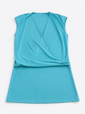 Fashion Nova Aqua Wrap-Front Mini Dress